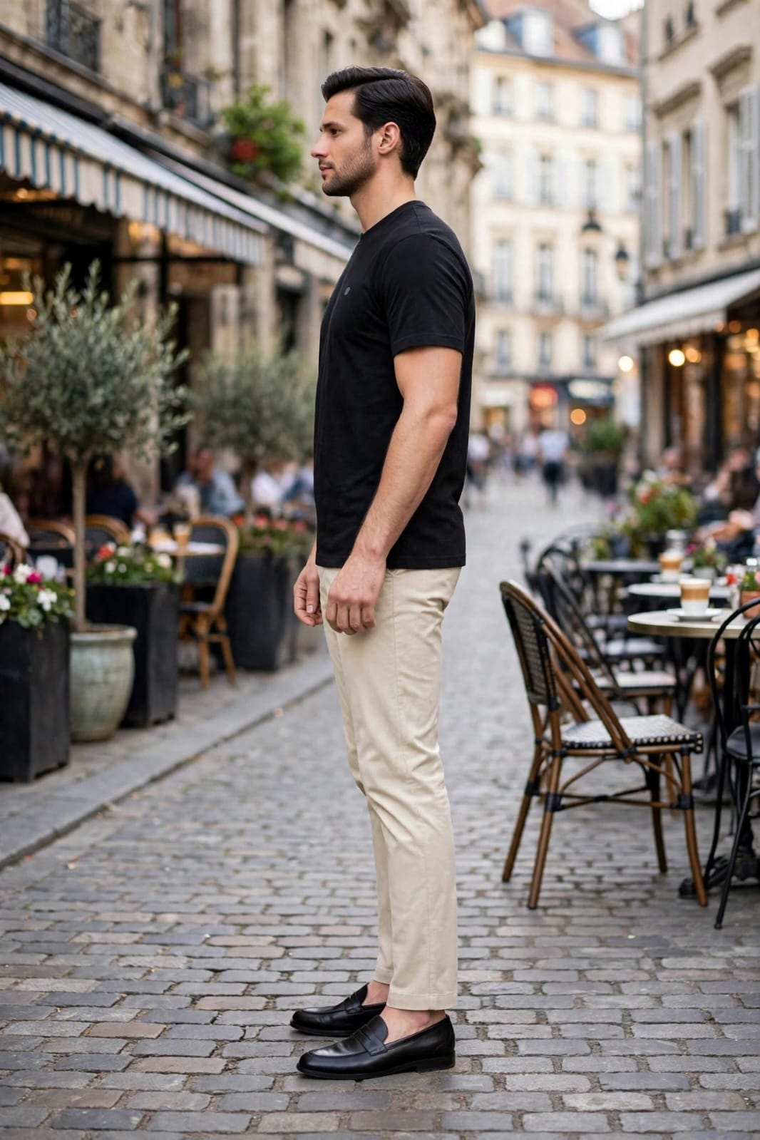 Men’s Black Solid Round Neck Cotton Blend T-shirt