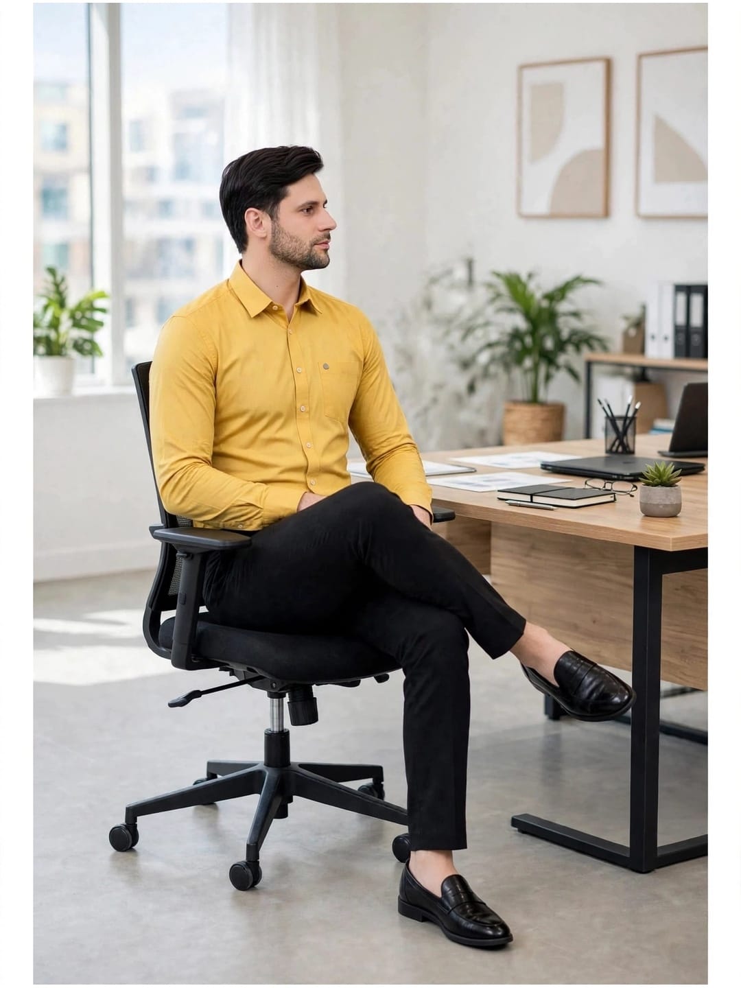 Fit & Long Sleeves Formal Shirt- Mustard