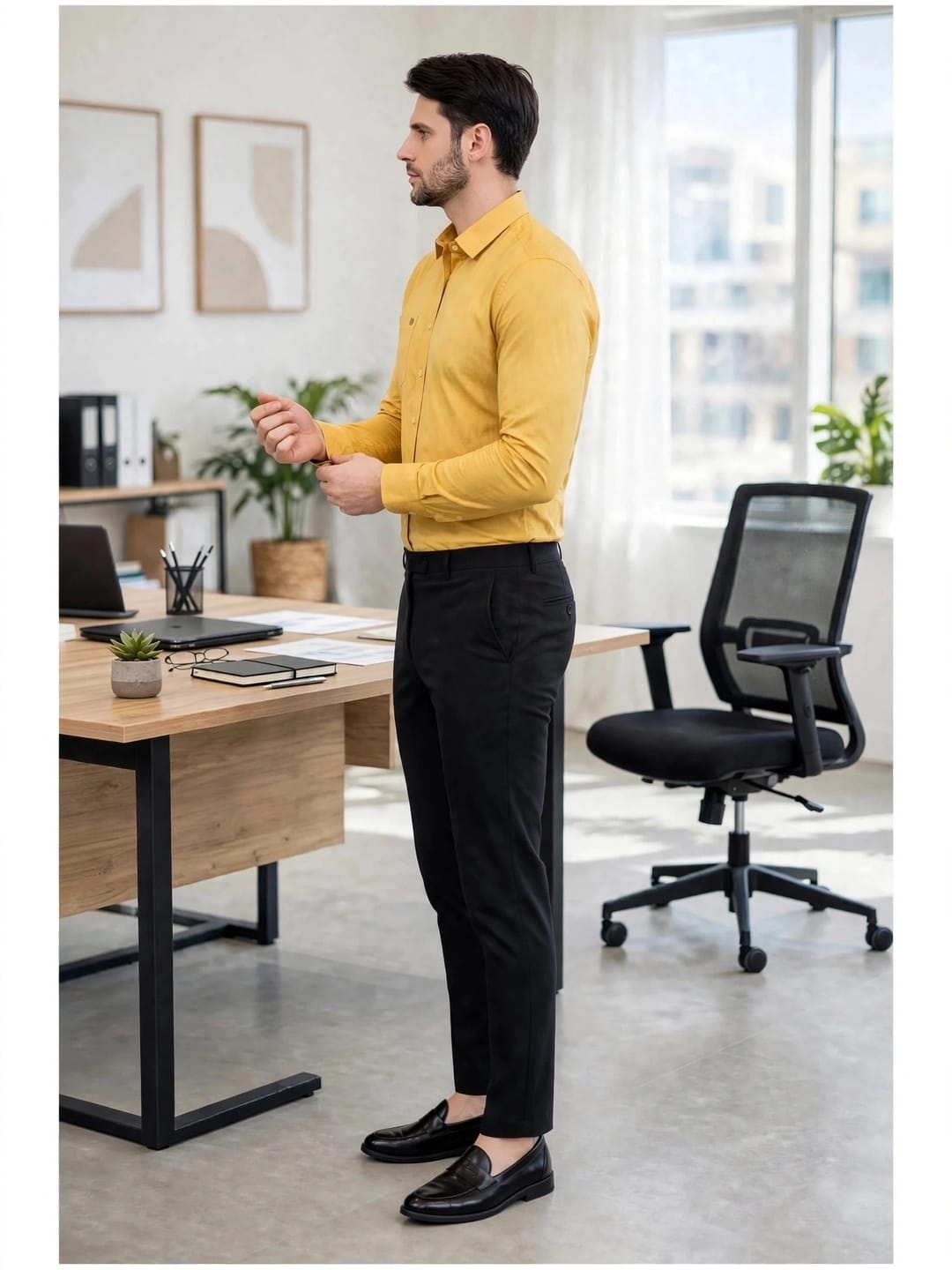 Fit & Long Sleeves Formal Shirt- Mustard