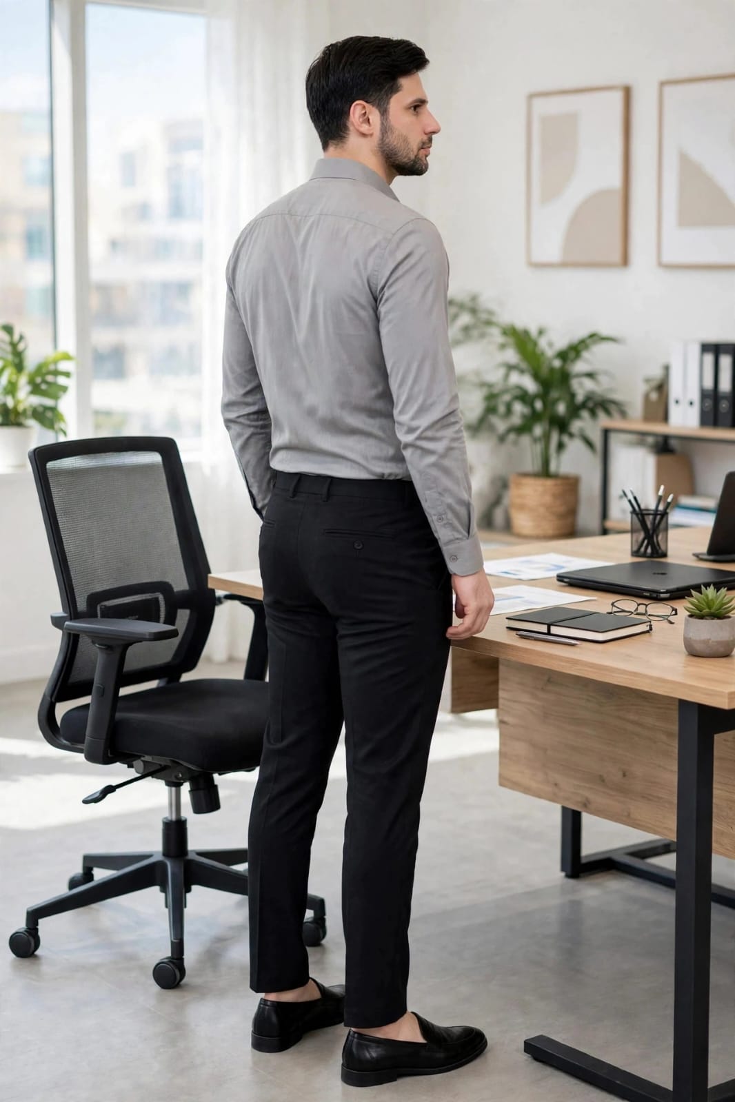 Fit & Long Sleeves Formal Shirt- Light-Grey