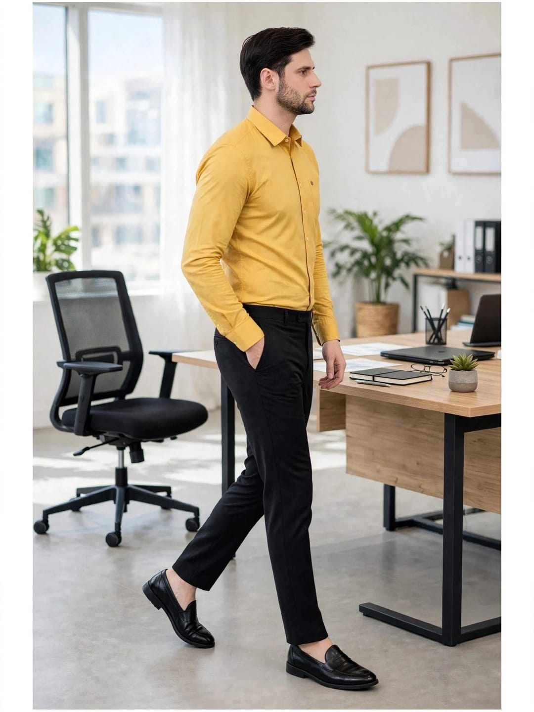 Fit & Long Sleeves Formal Shirt- Mustard