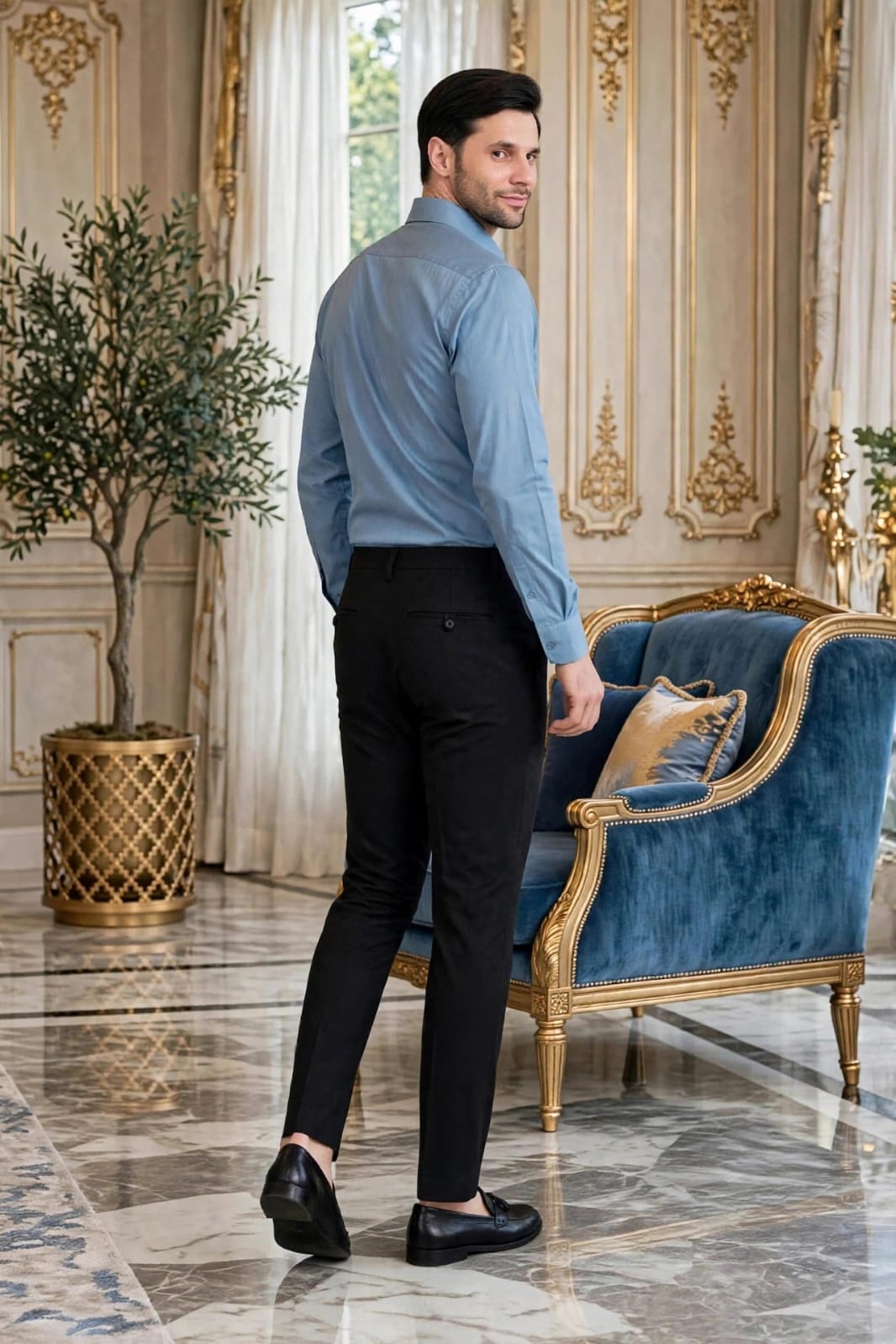 Men’s Black Solid Slim Fit Formal Trouser