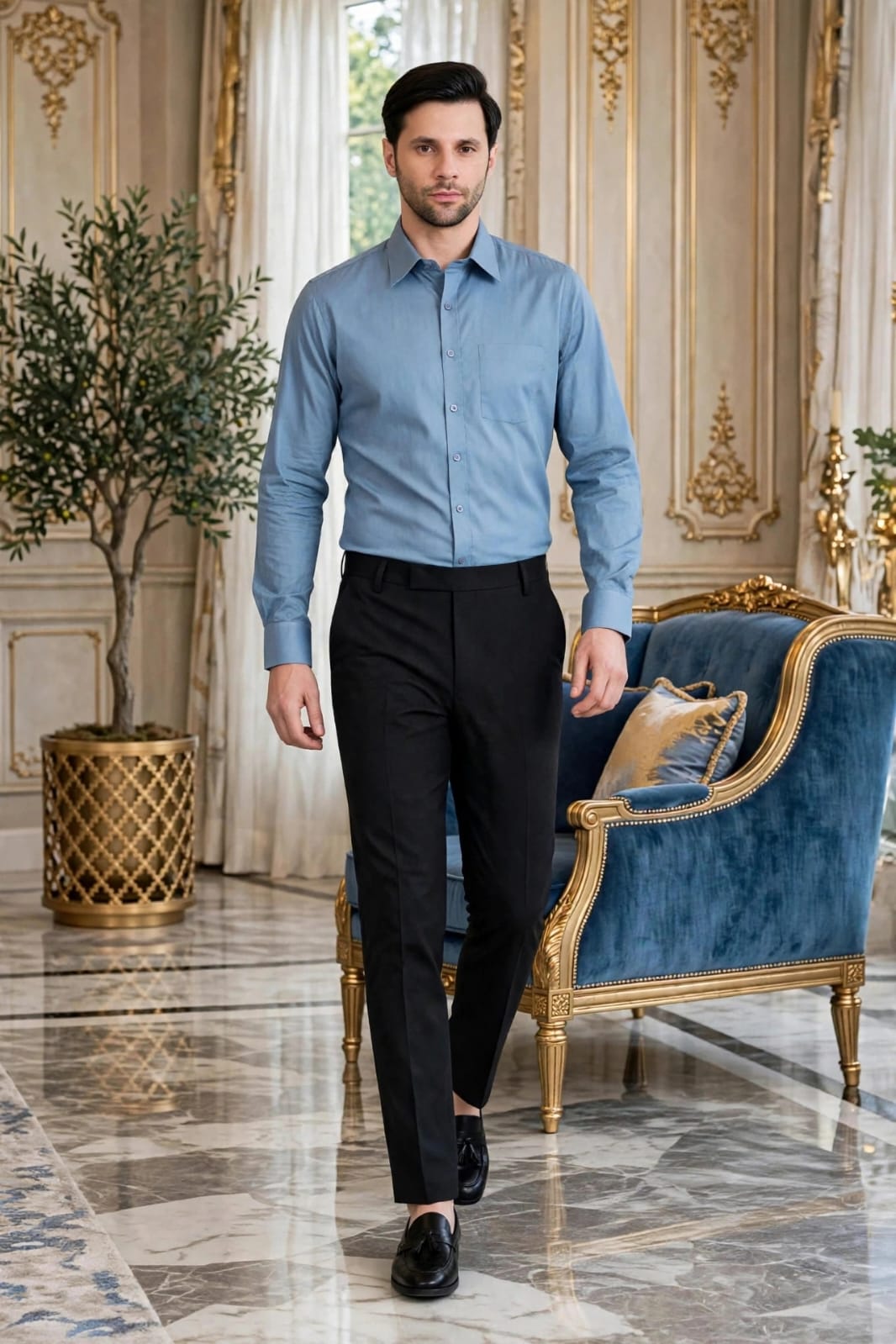 Men’s Black Solid Slim Fit Formal Trouser