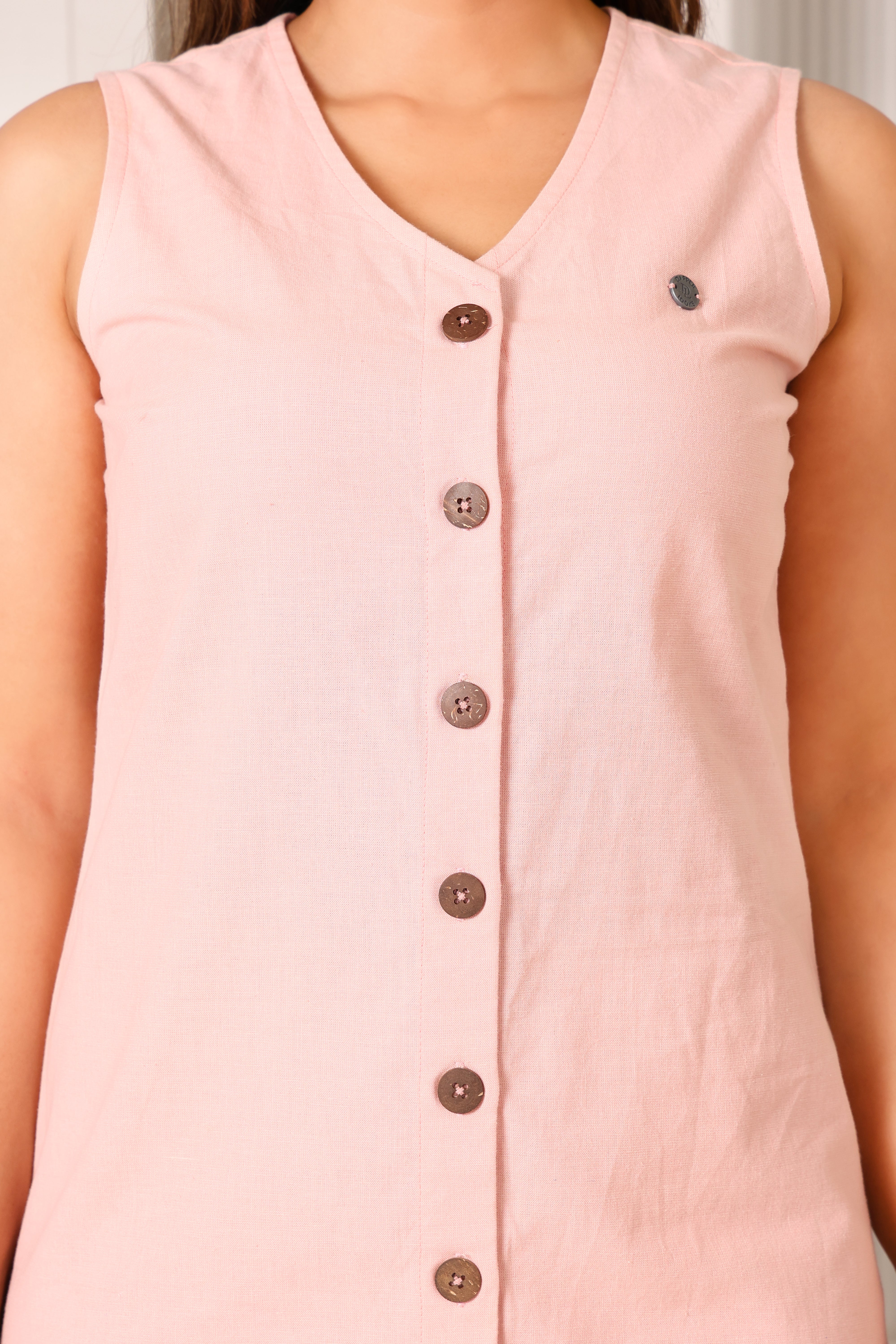 Sleeveless Midi Length Dress- Peach