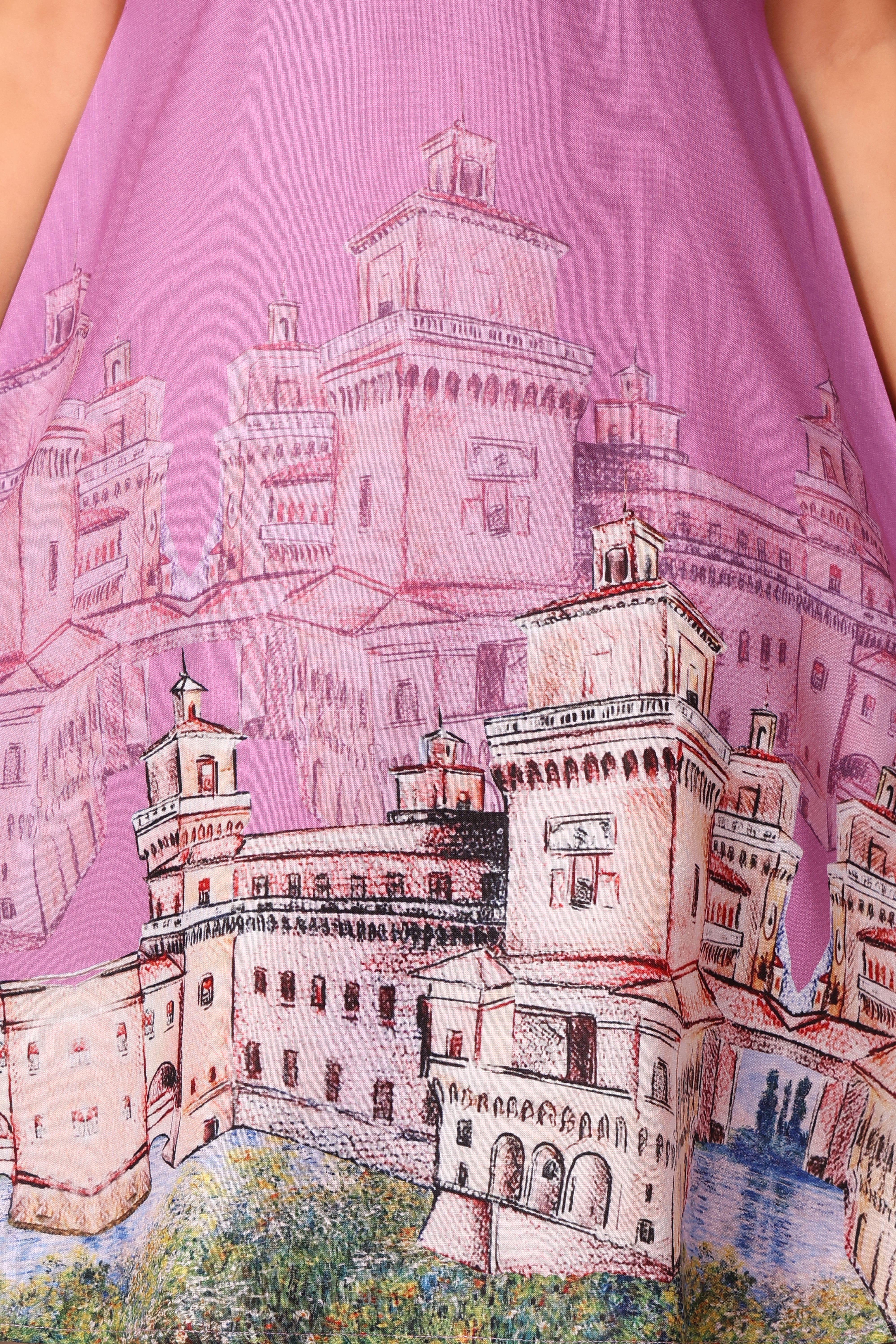 Wrap & Knee Length Dress- Lilac Printed