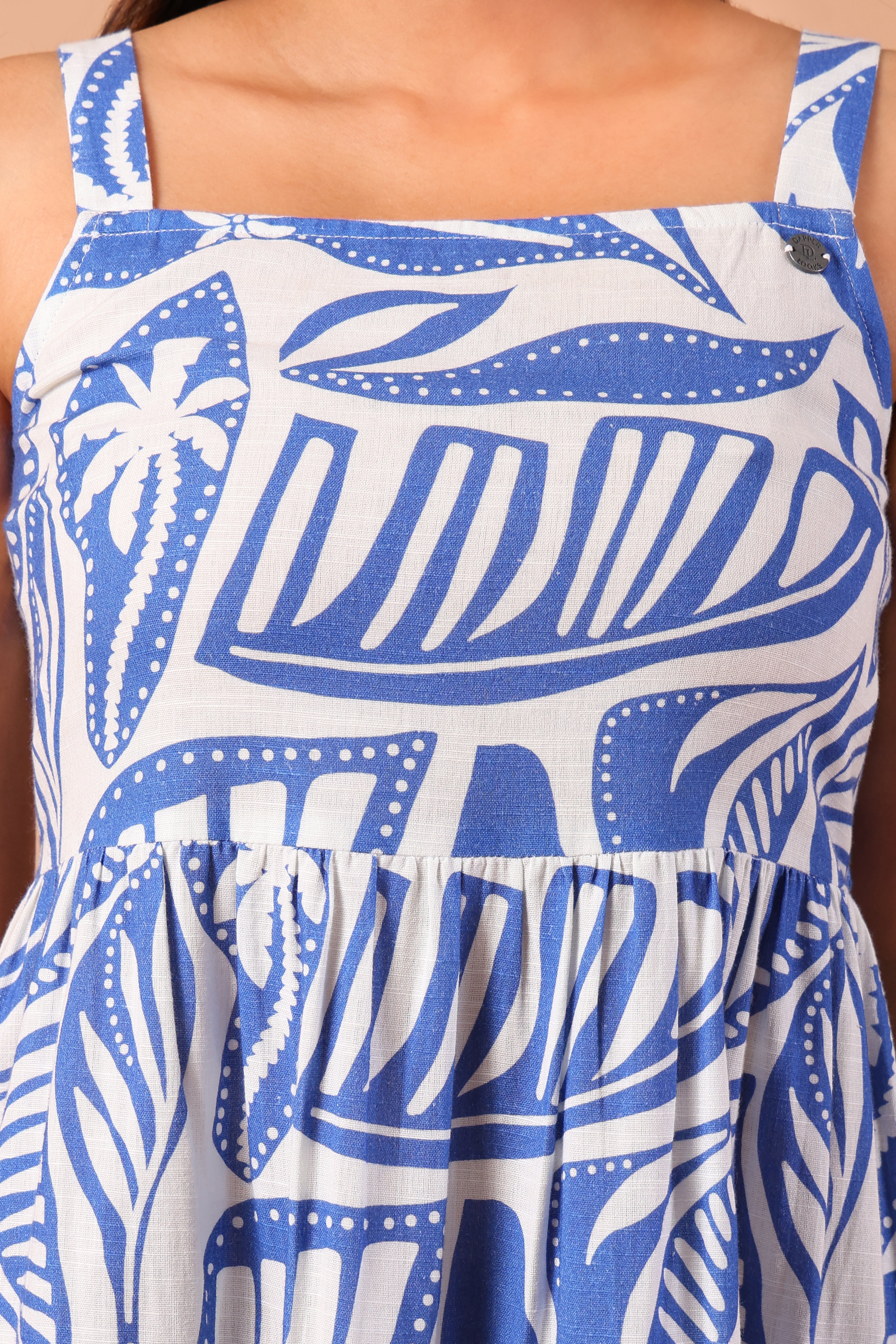 Shoulder Strap Flare Dress- Multi Print