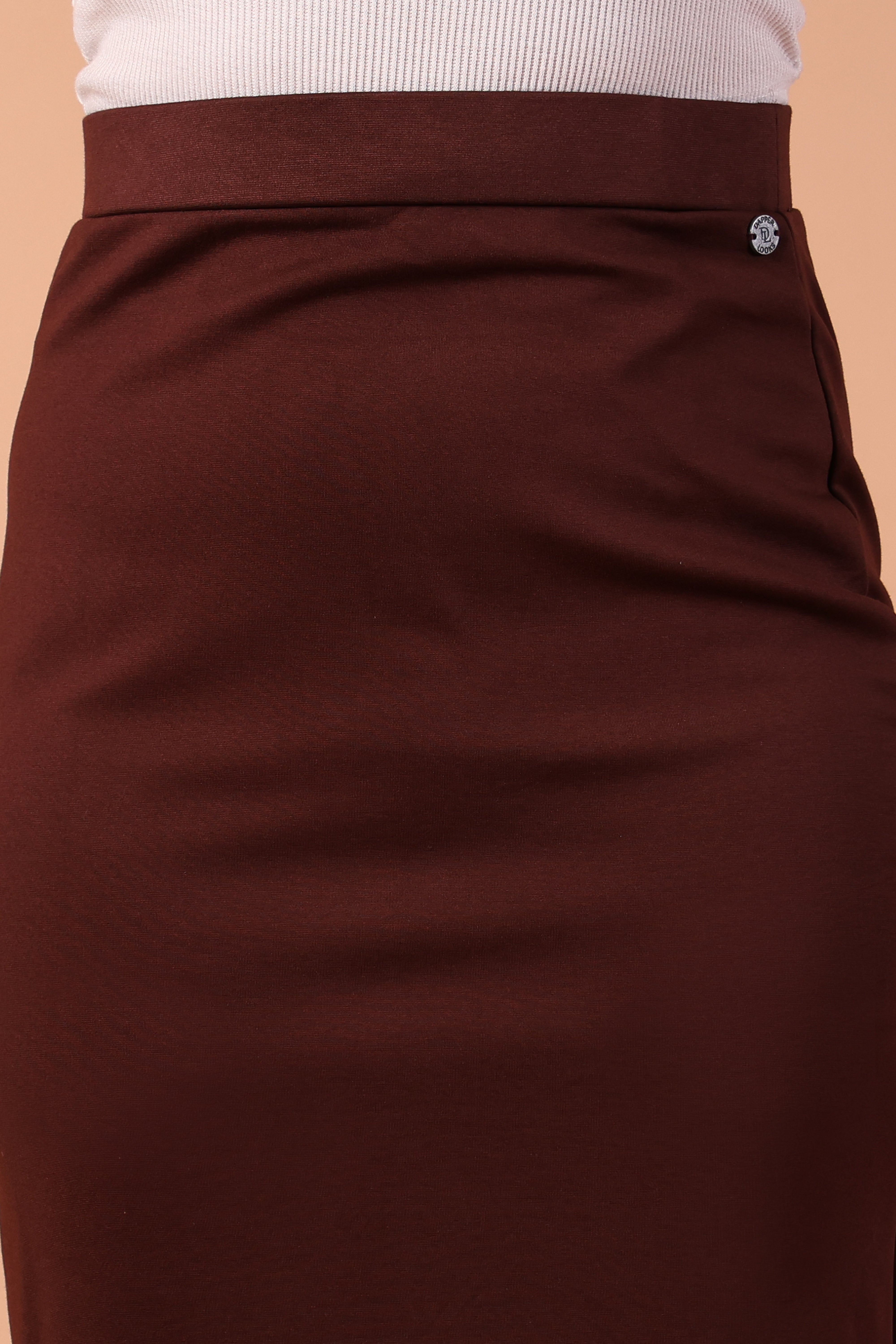 Women's Premium Knitted Levin Side Slit Formal Midi Skirt (Wine)