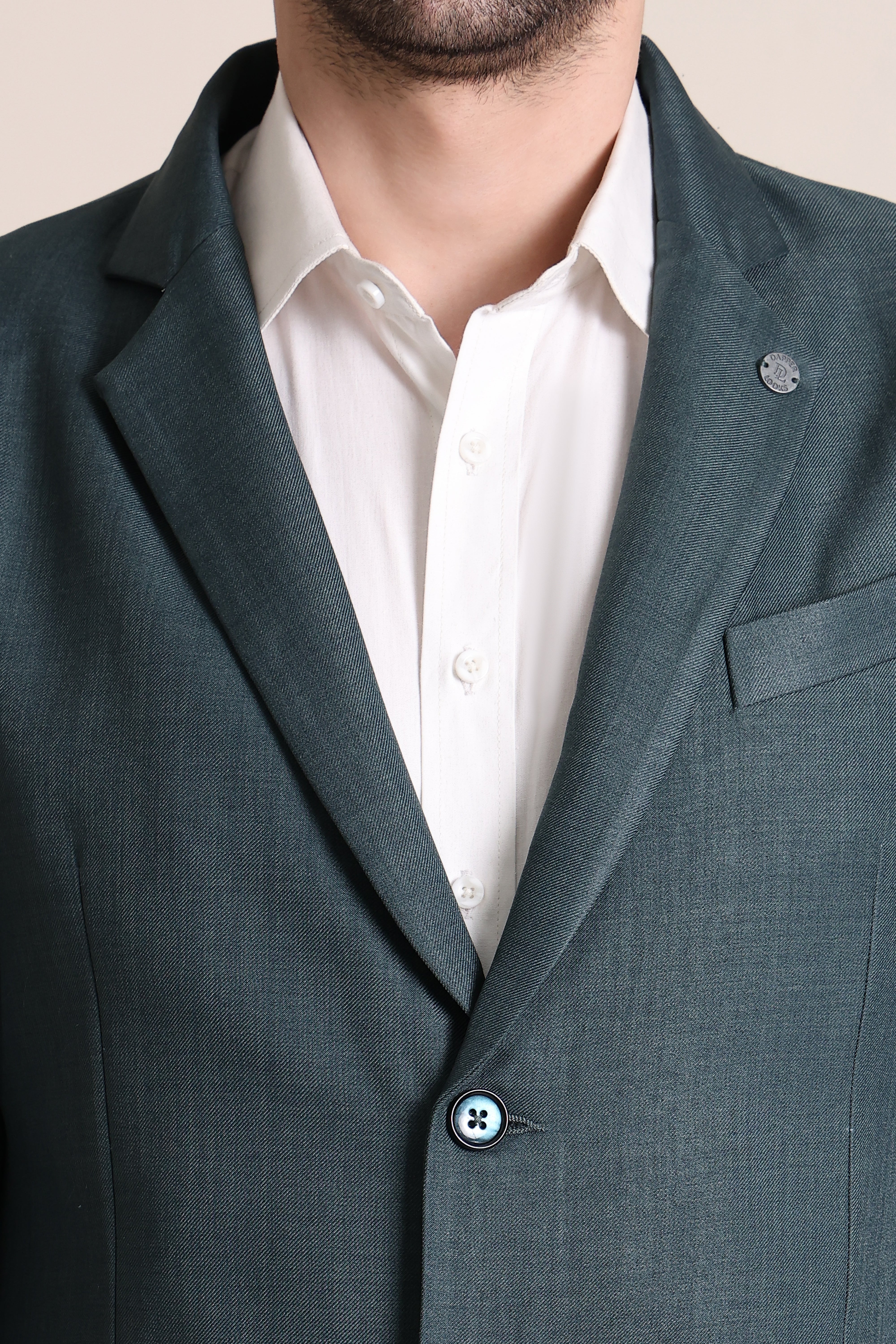Men Slim Fit Formal 2 Piece Suit-Green