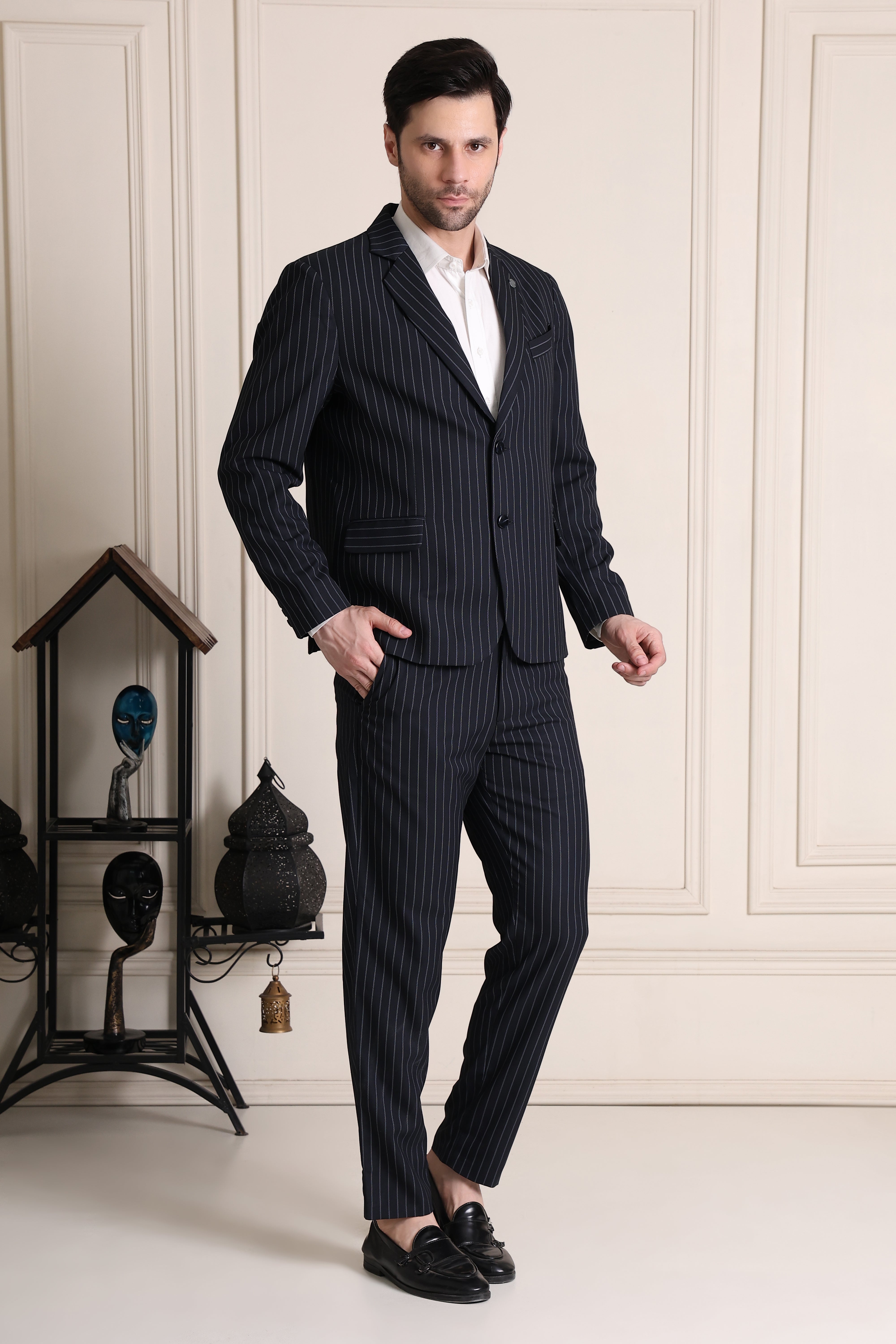 Men Slim Fit Formal 2 Piece Suit- Navy
