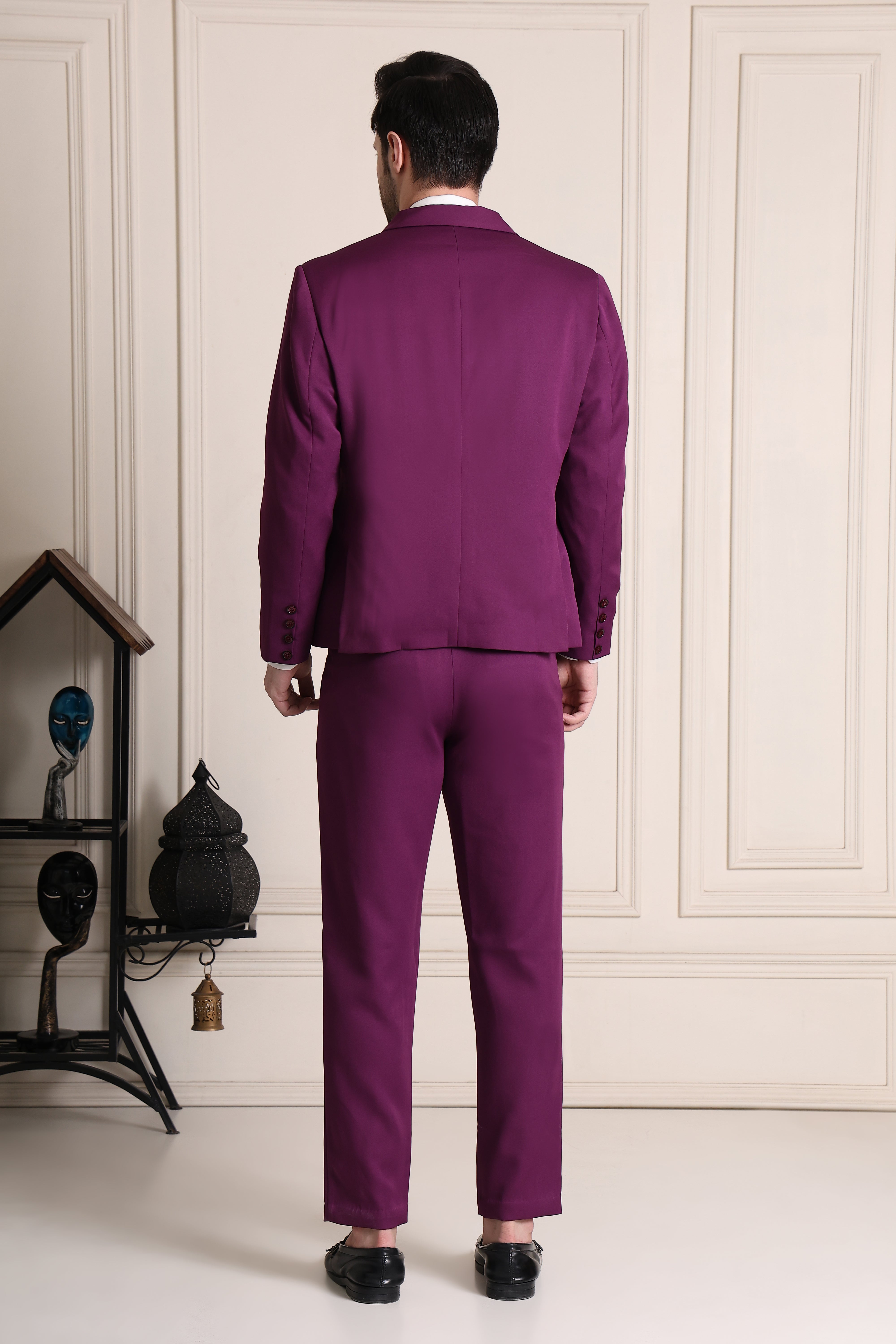 Men's Premium Maroon Solid 2-Piece Slim Comfort-Fit Suit