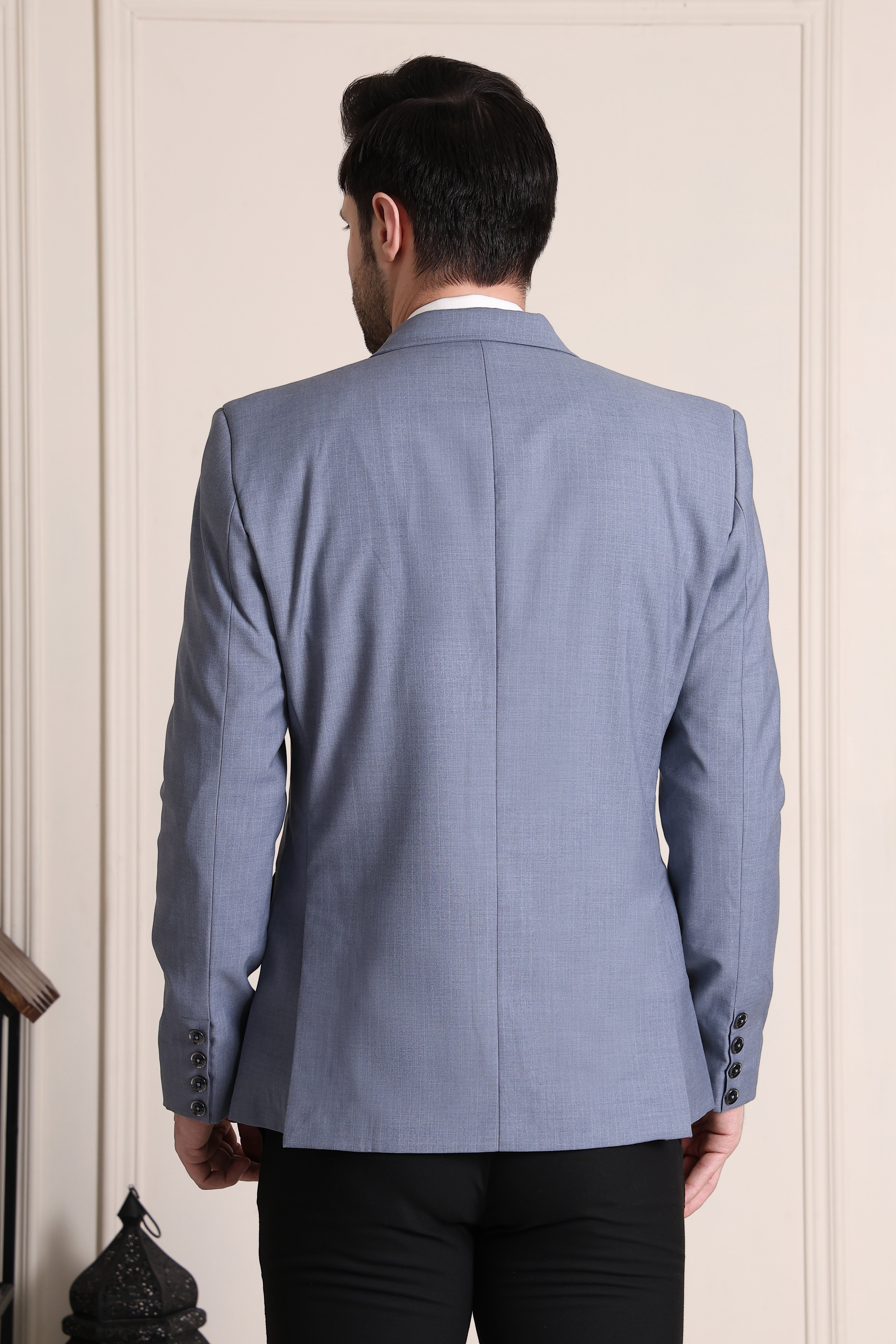 Men's Premium Cotton & Linen Slim Comfort-Fit Textured Grey Blazer