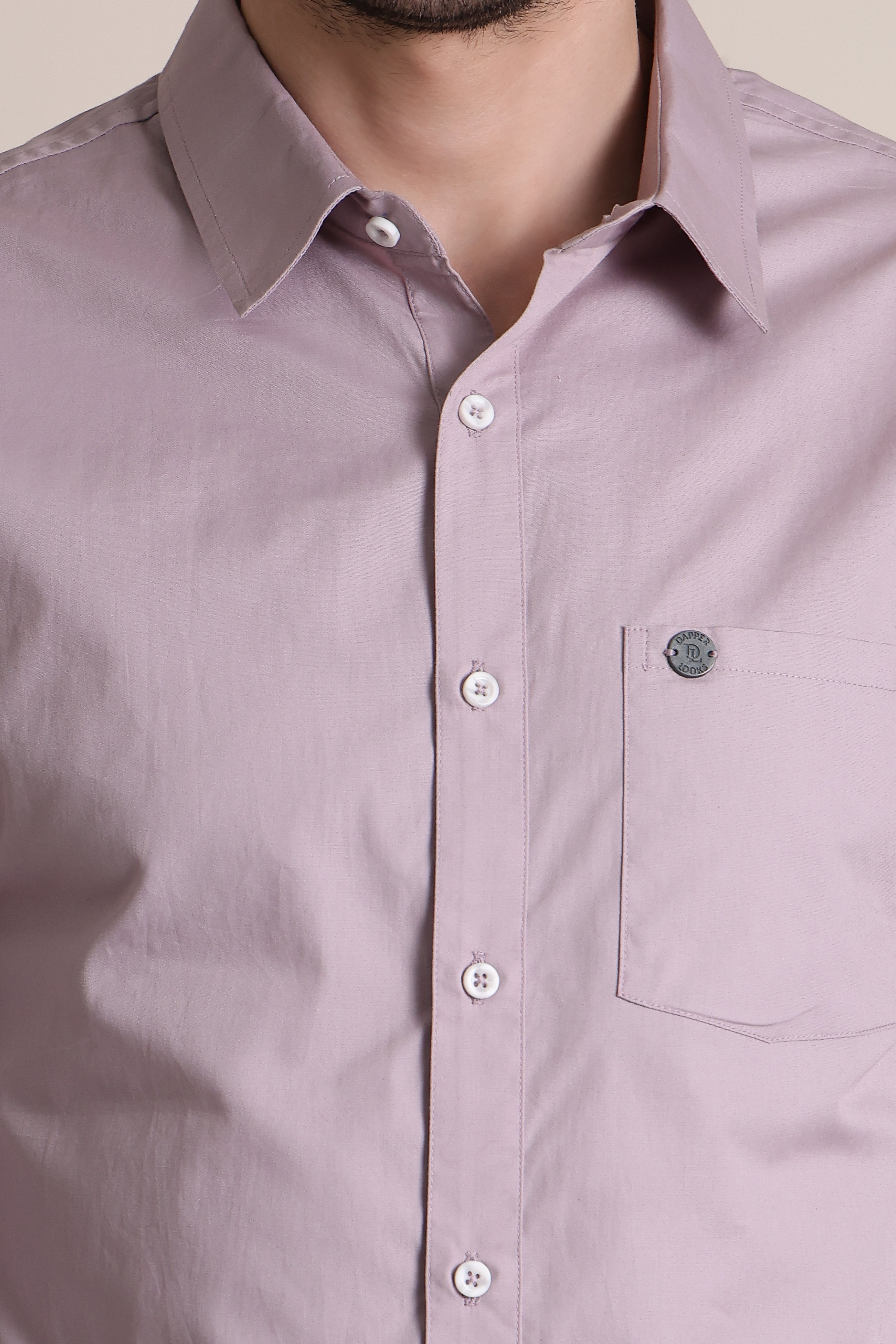 Men's Premium Pure Cotton Slim Fit Solid Mauve Shirt