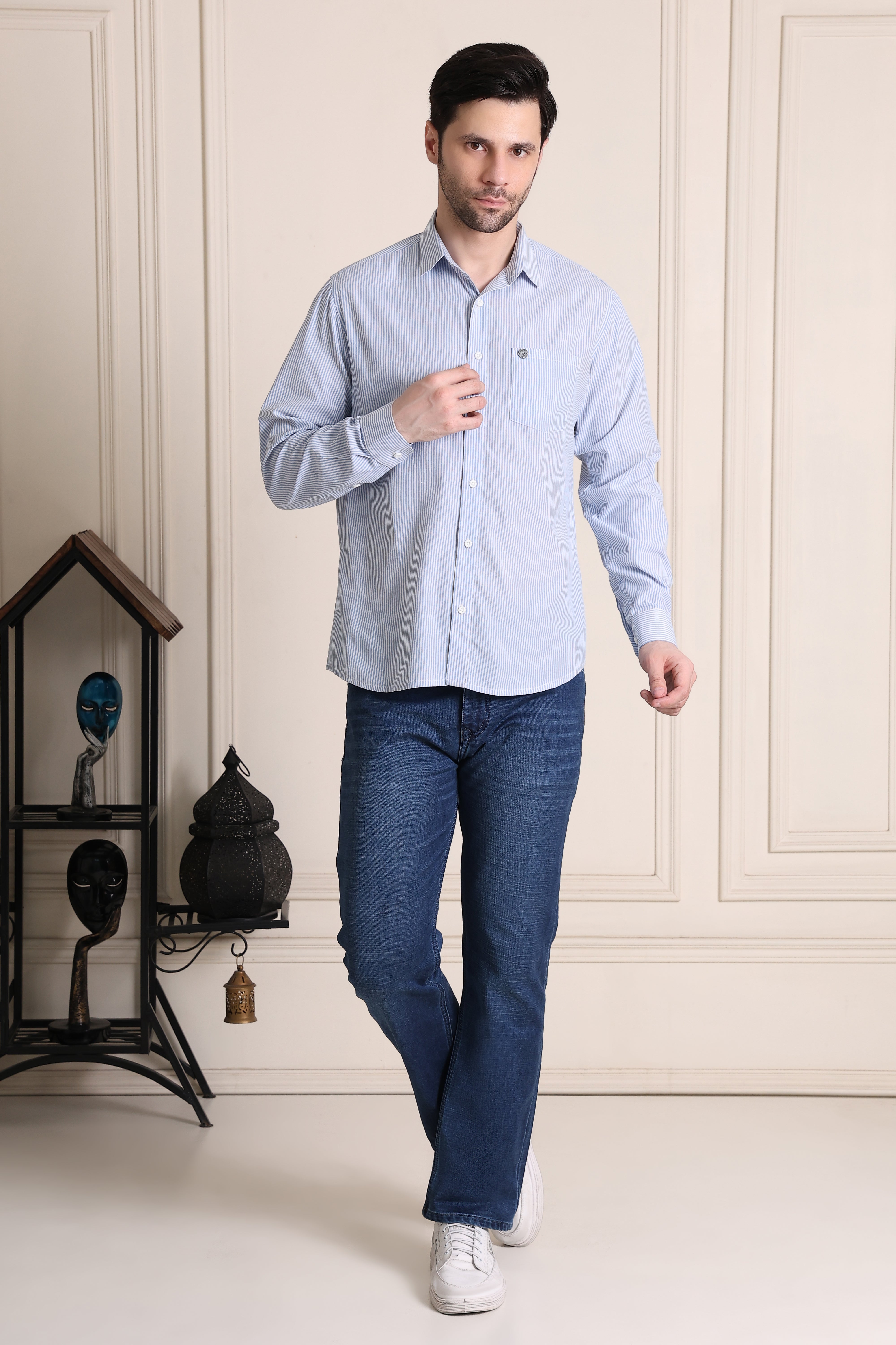Formal Men Shirt- Blue Stripe