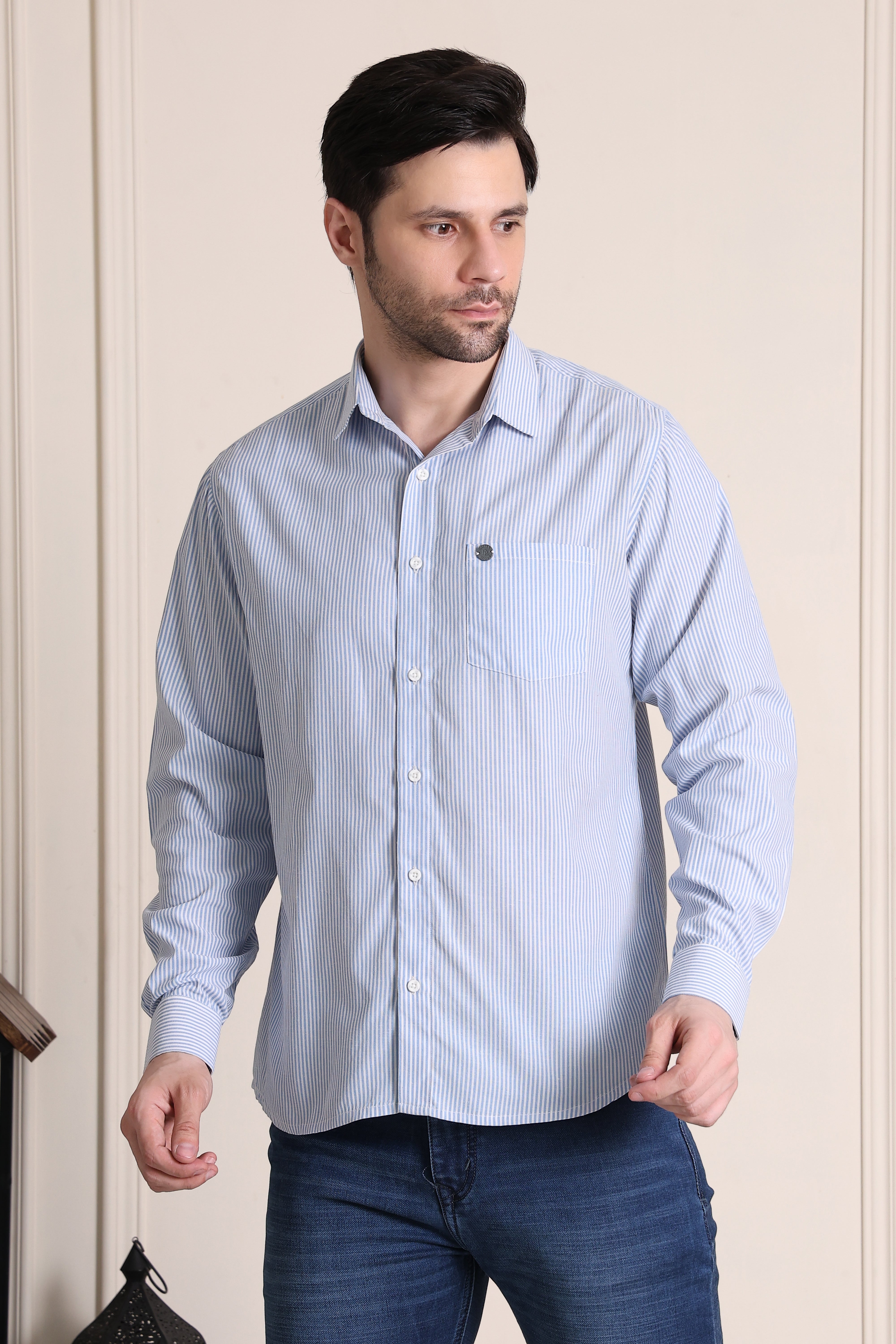 Formal Men Shirt- Blue Stripe