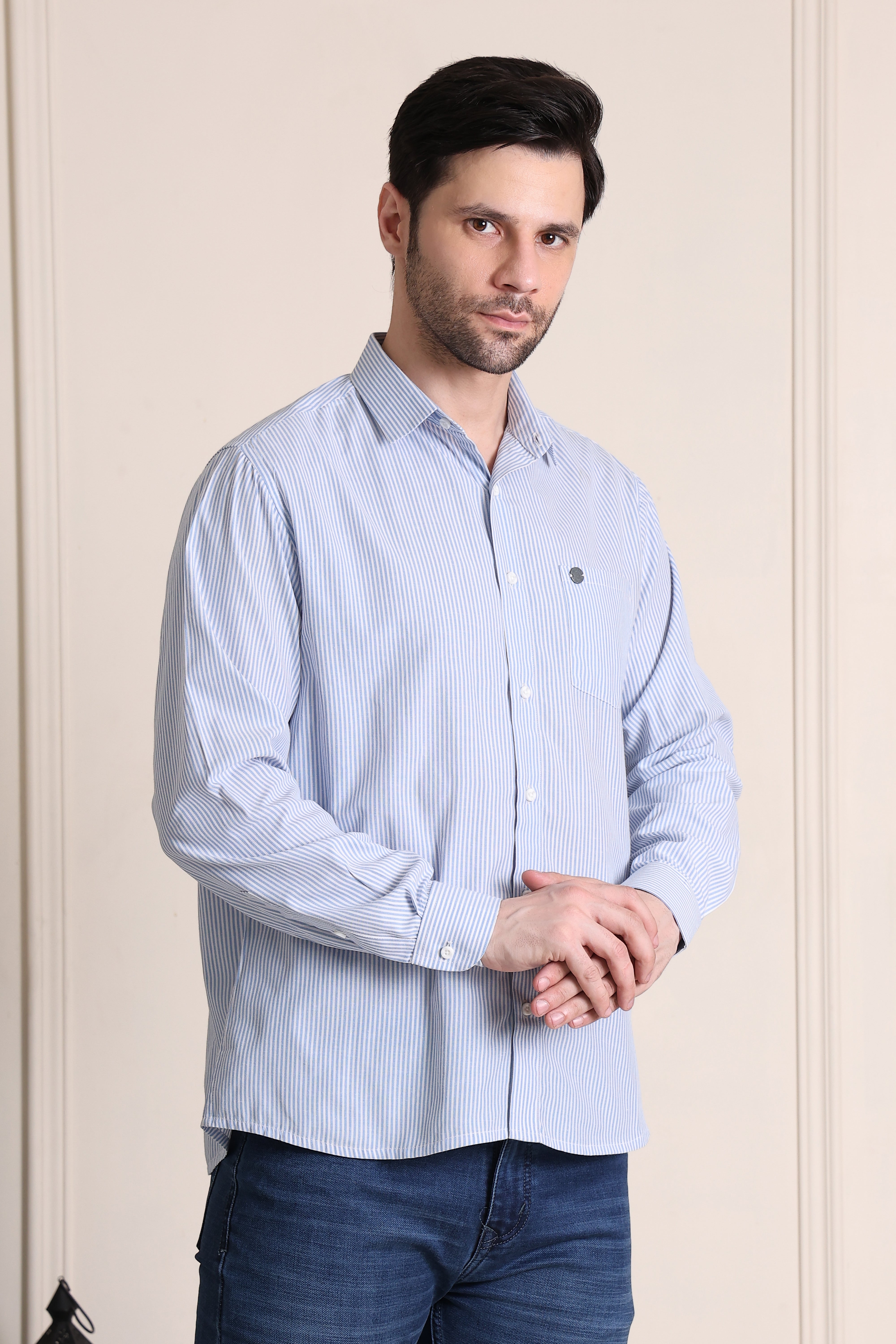 Formal Men Shirt- Blue Stripe