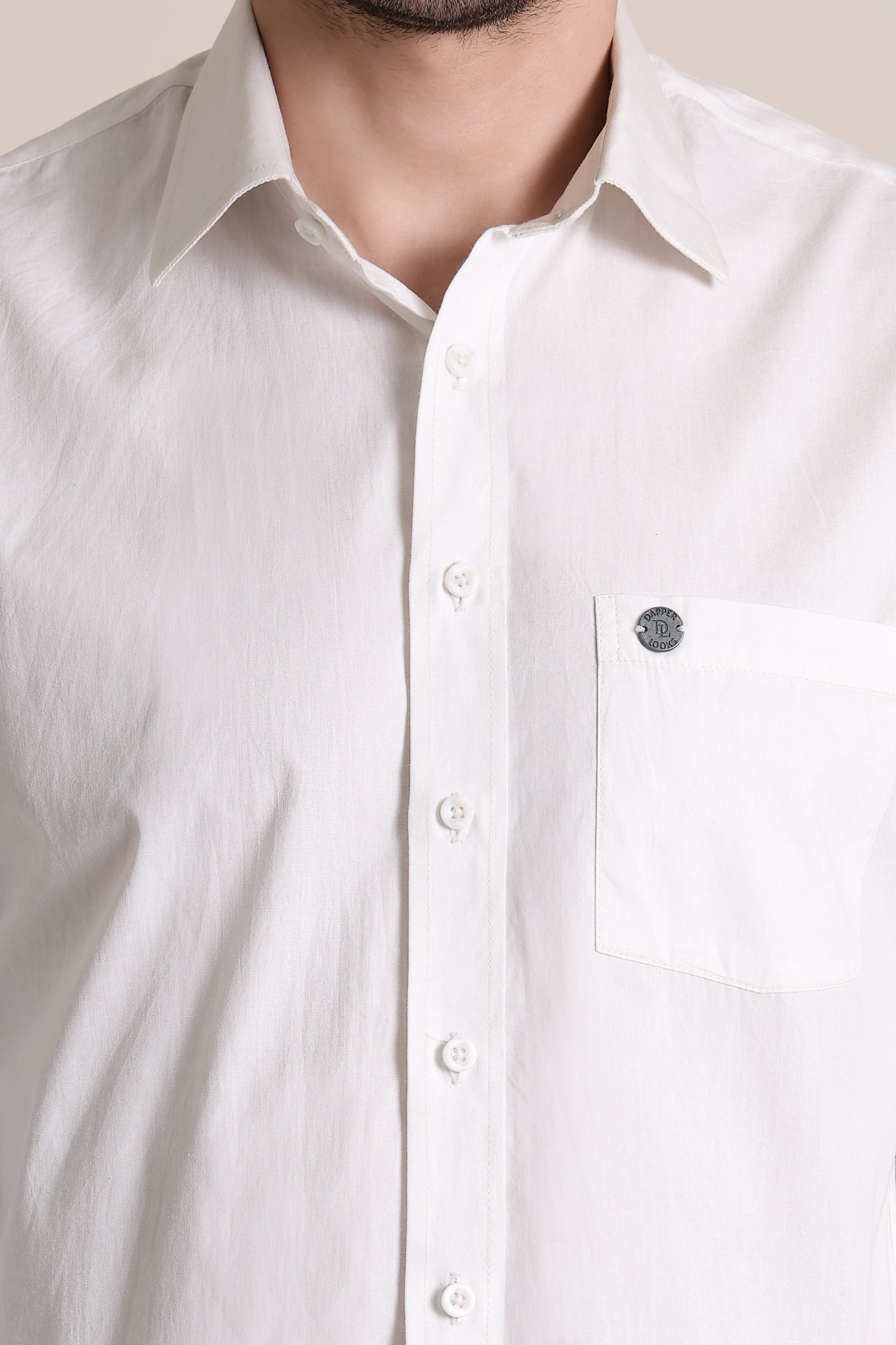 Men's Premium Pure Cotton Slim Fit Solid White Shirt