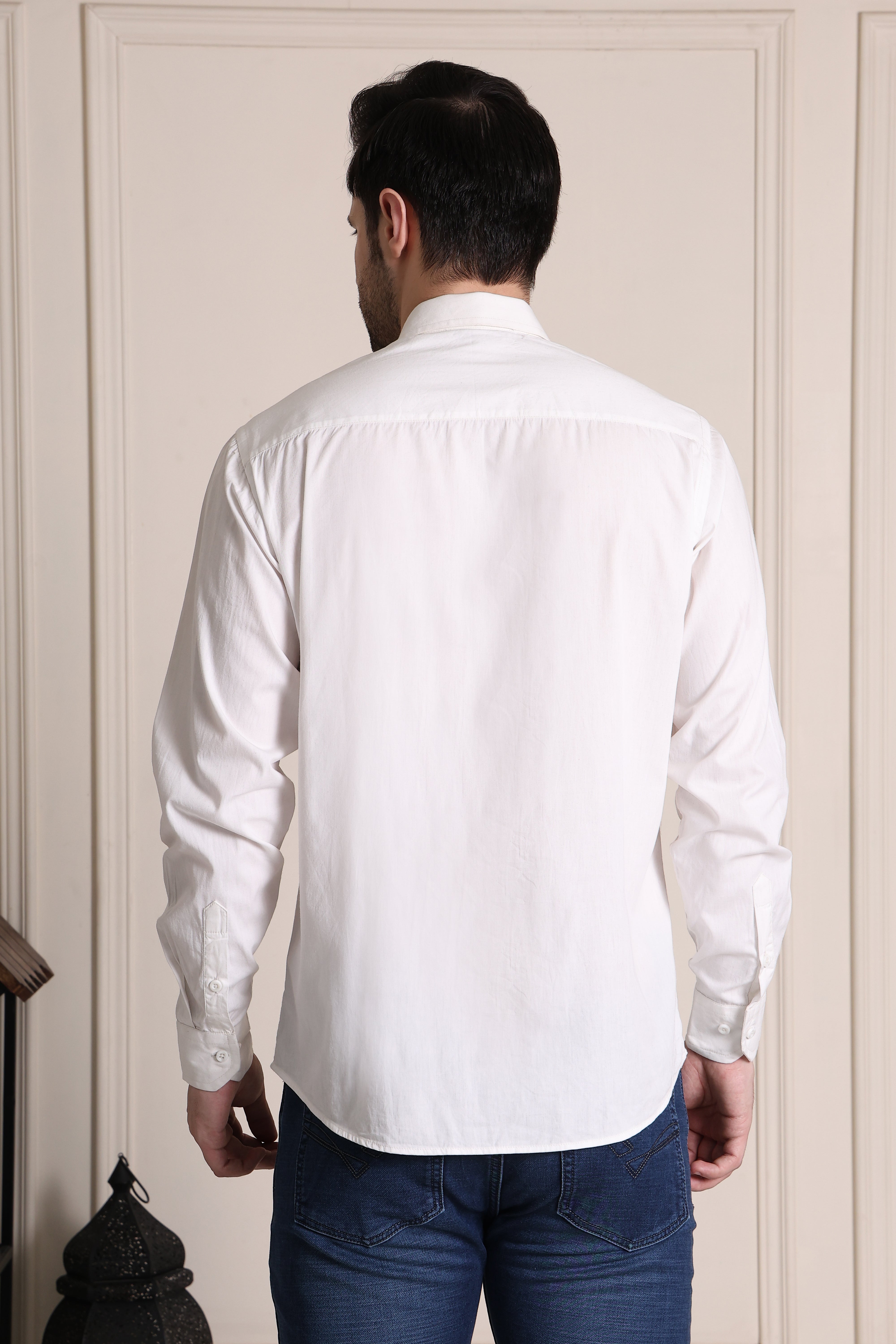 Men's Premium Pure Cotton Slim Fit Solid White Shirt