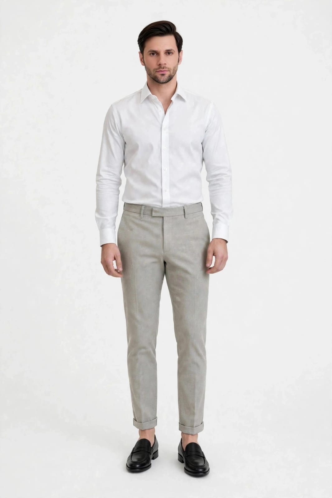 Men’s Slim Fit Solid Formal Trouser- Light Grey