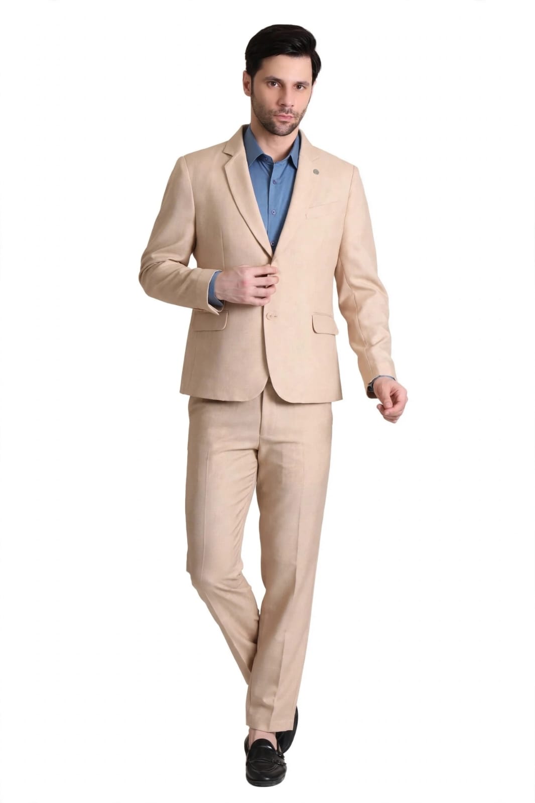 Men Slim Fit Formal 2 Piece Suit-Peach