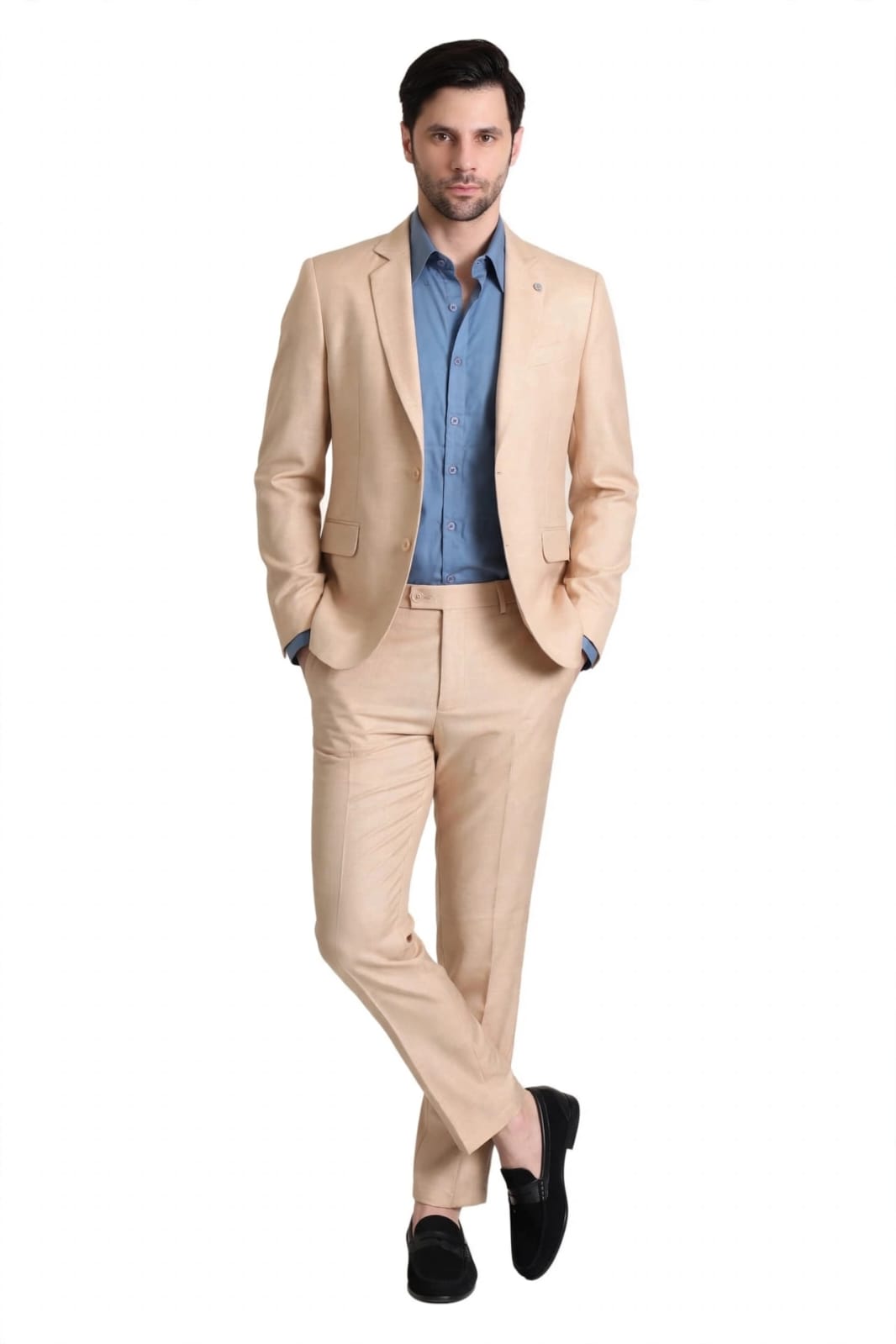 Men Slim Fit Formal 2 Piece Suit-Peach