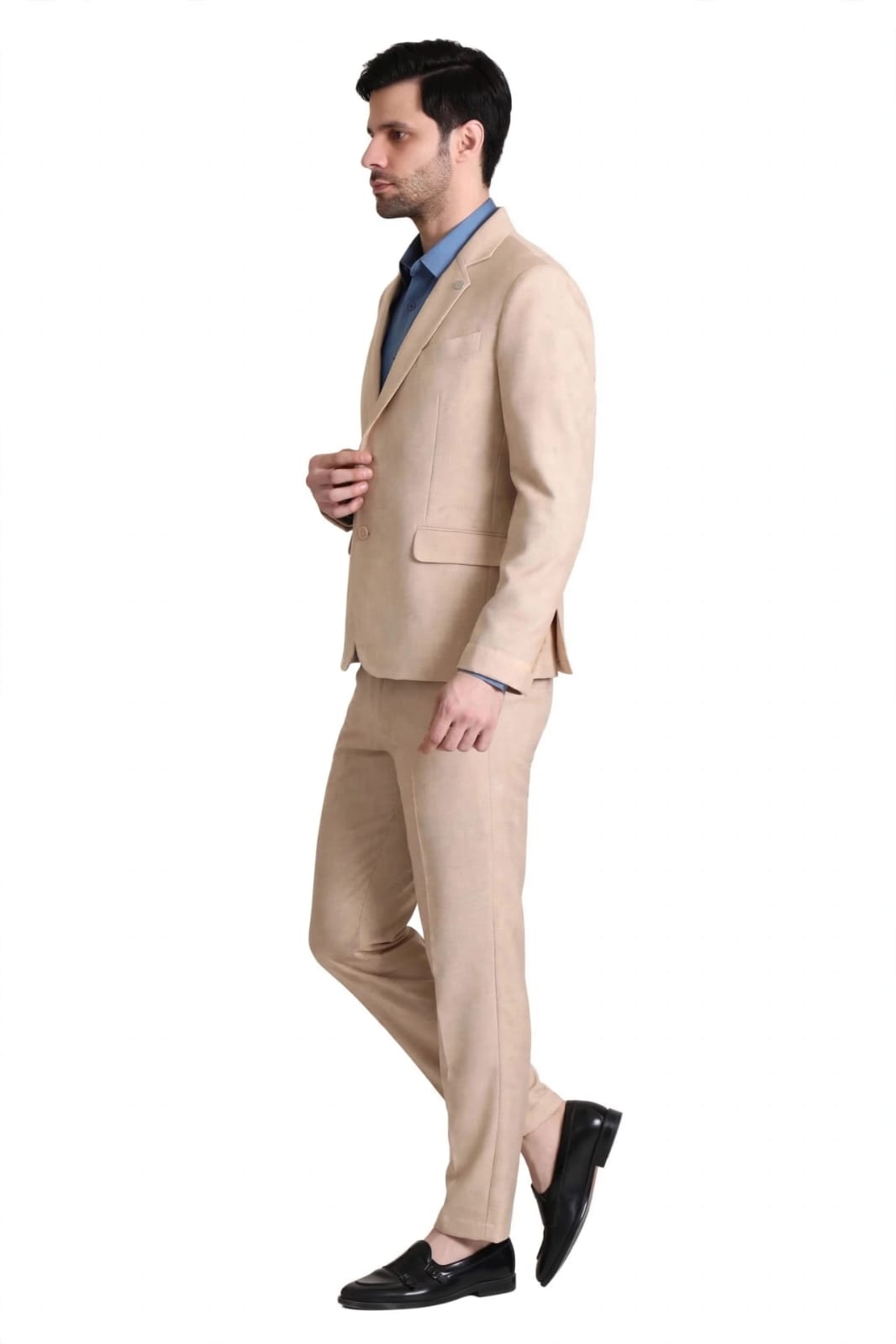Men Slim Fit Formal 2 Piece Suit-Peach