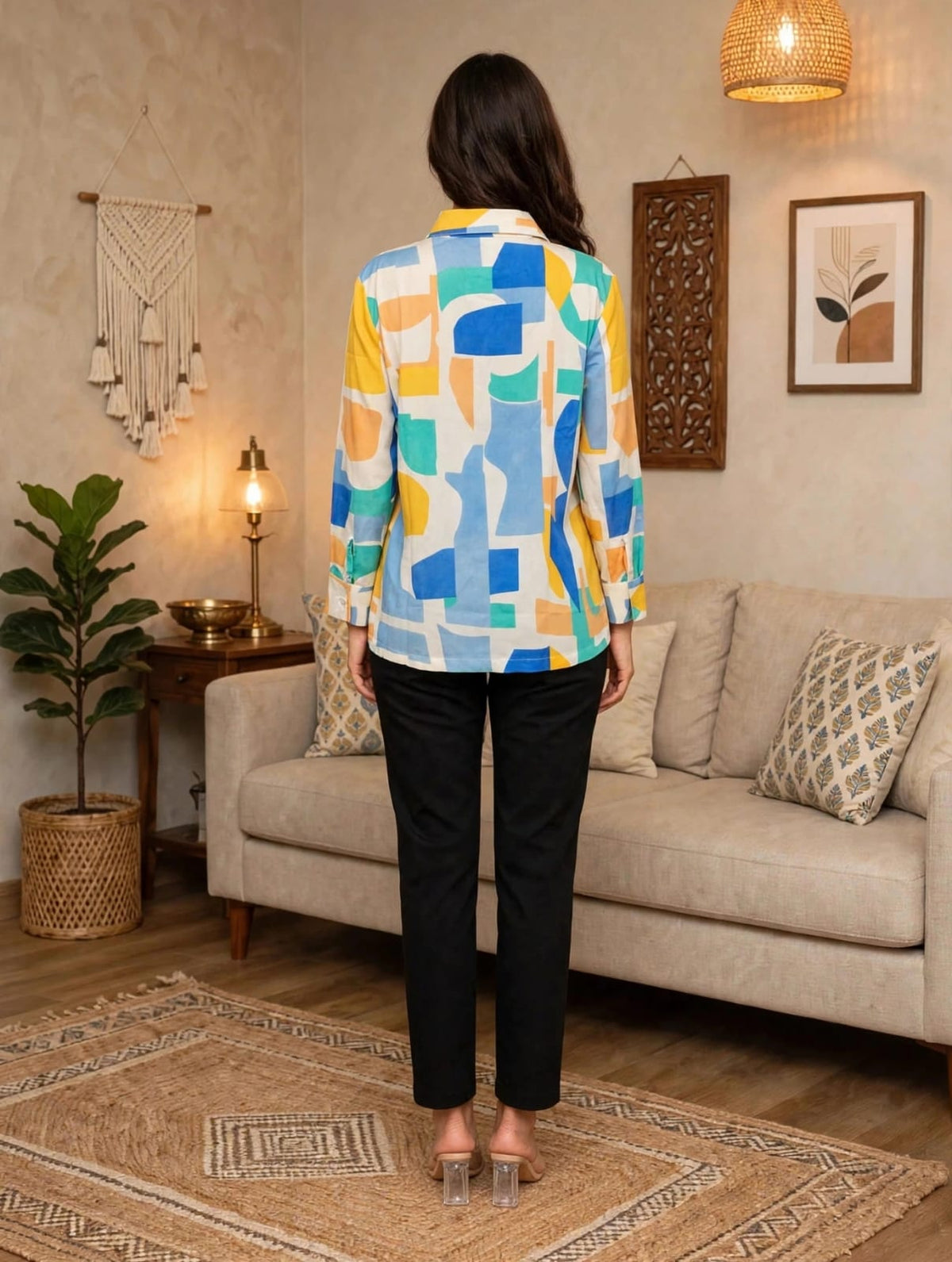 Women’s Casual Printed Shirt- Multi- Color