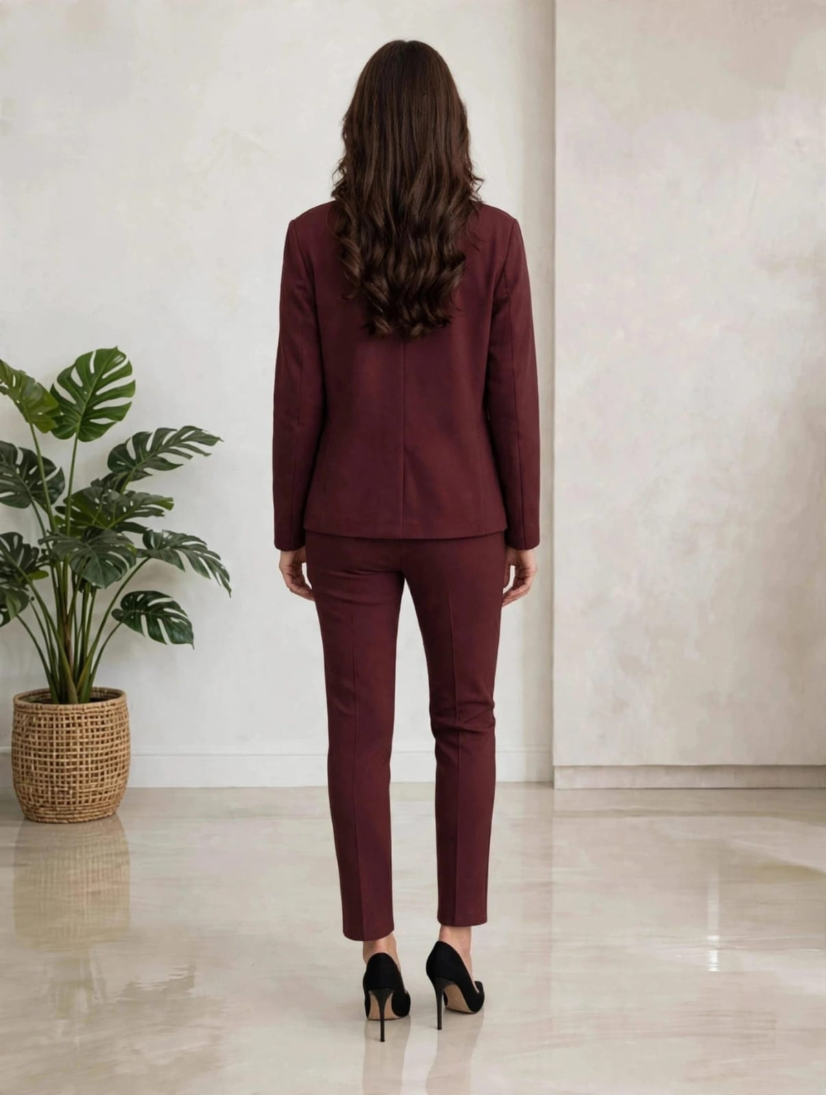 Blazer & Trouser Co-Ord Set- Wine
