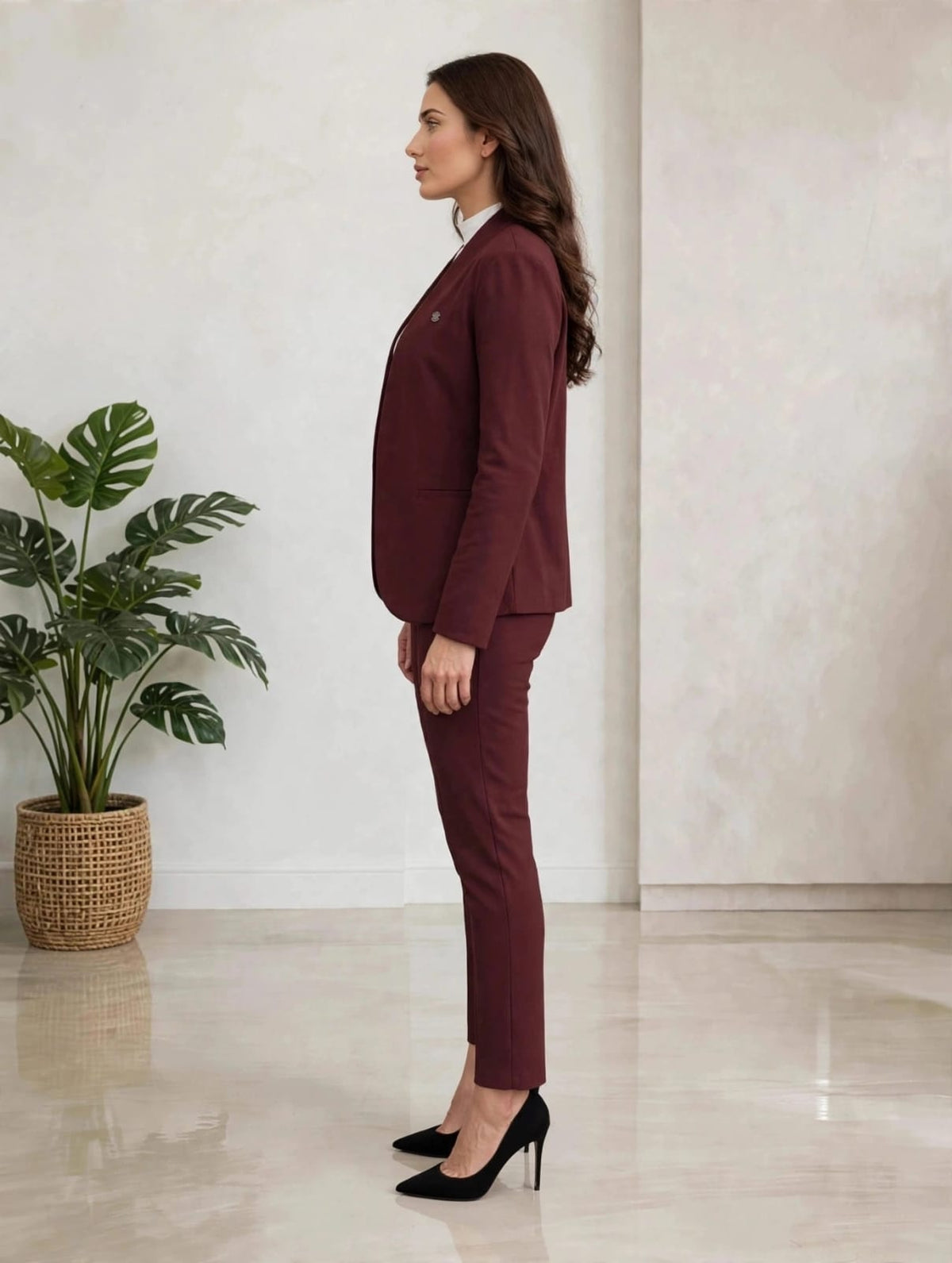 Blazer & Trouser Co-Ord Set- Wine