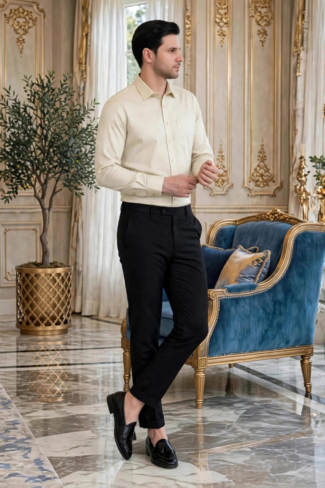 Men’s Black Solid Slim Fit Formal Trouser