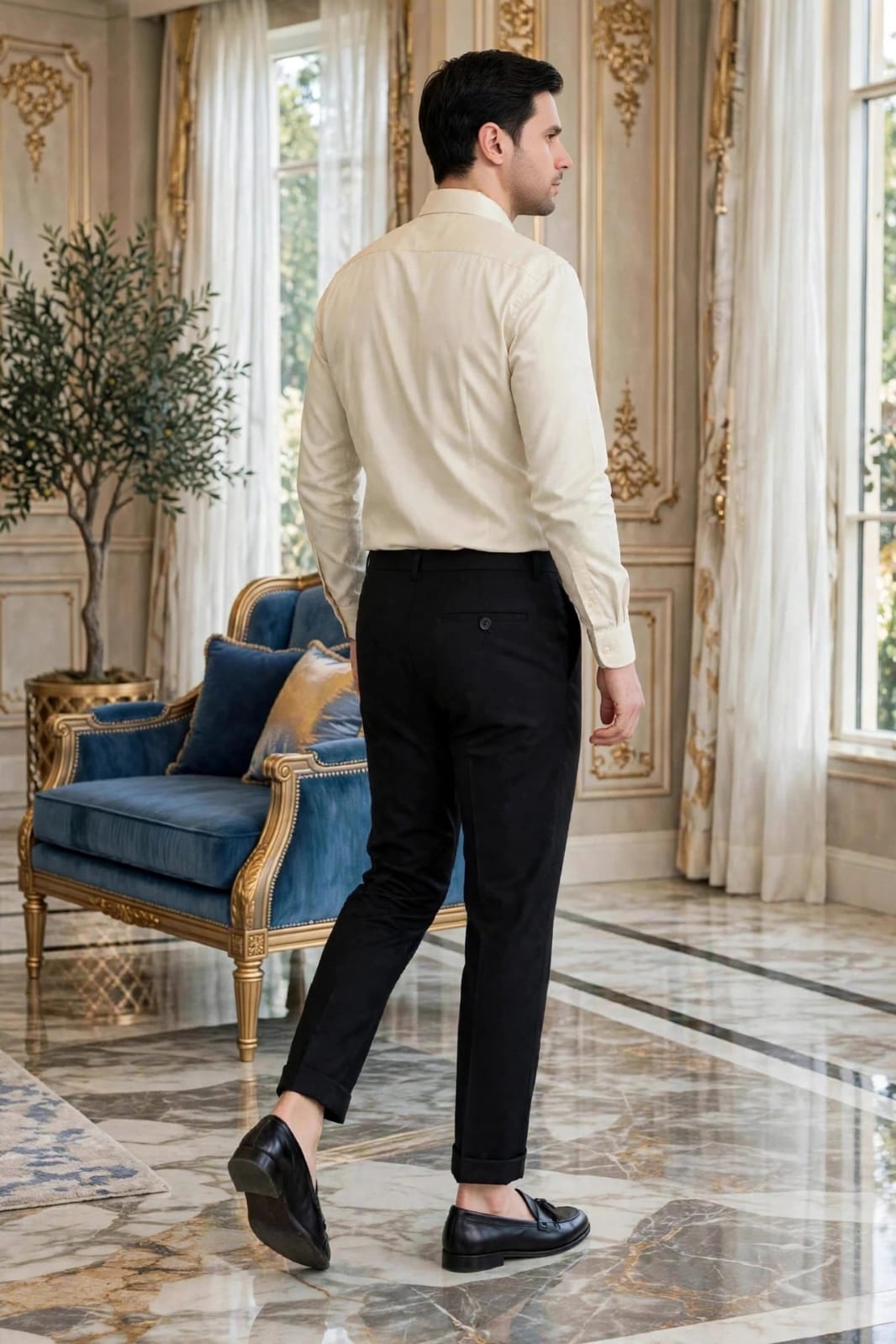 Men’s Black Solid Slim Fit Formal Trouser