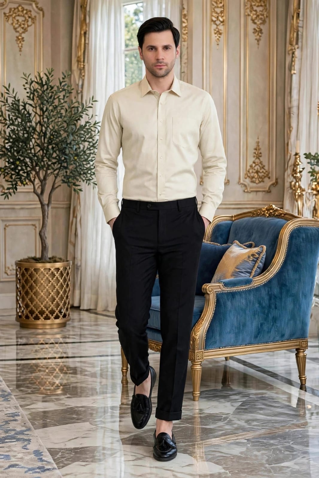 Men’s Black Solid Slim Fit Formal Trouser